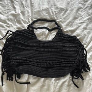 Black Fringe Tote Bag H&M